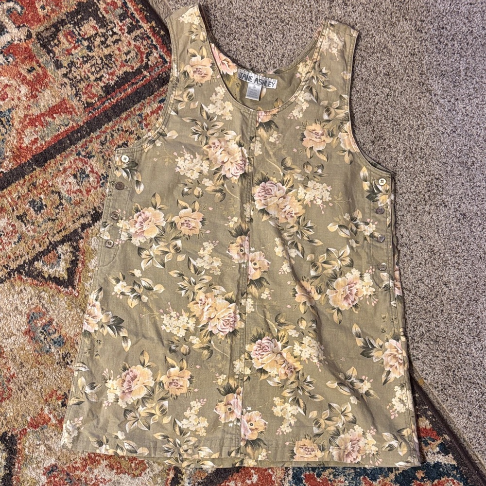 Vintage Floral Overall Style Dress